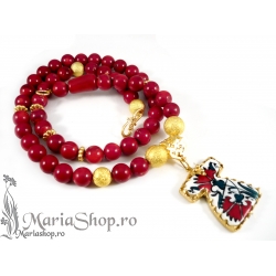 Colier coral si ceramica